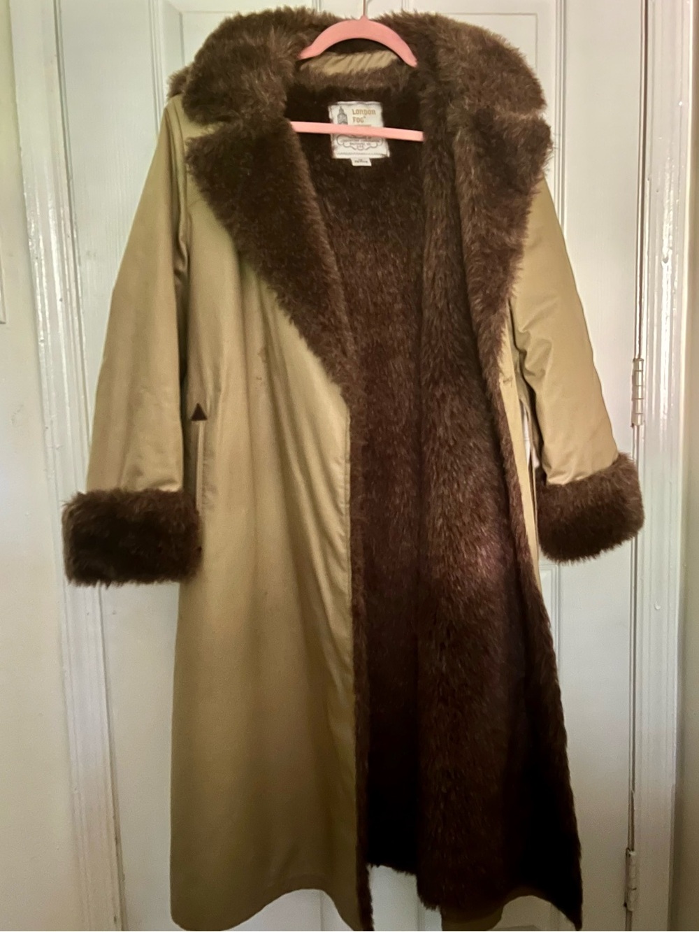 Vintage Taupe, Fur-Lined Heavy Trench